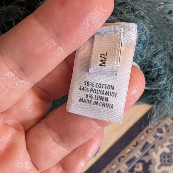 RARE! St. John | Eyelash Diamond-Knit Long Hooded Teddy Coat | Blue | M / L  EUC - Picture 13 of 15